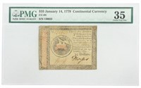 U.S. 1789 CONTINENTAL CURRENCY, $35, PMG 35