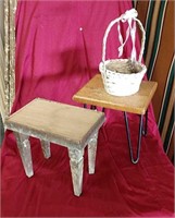 Wooden stool, wooden stool with metal legs,