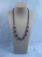 Sterling Silver Lapis Necklace Hallmarked