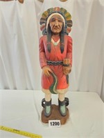 Painted Wood Native American Figure,