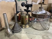 Oil Jar, Blow Torch & Funnels