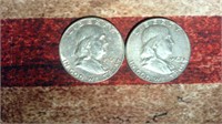 1961 D & 1962 D Franklin Half Dollar