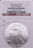 2006 NGC GEM BU SILVER EAGLE