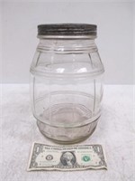 Vintage 1930's Era Glass Peanut Jar with Original