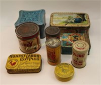 NINE INTERESTING TOBACCO AND OTHER TINS