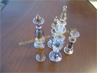 FOUR EGYPTIAN CRYSTAL PERFUME BOTTLES