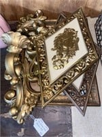 Vintage sconce, wall plaques and mirror