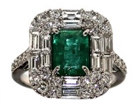 14kt Gold 3.04 ct Natural Emerald & Diamond Ring
