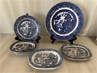Antique Blue Willow Plates and Dishes