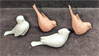 4 Coral & Cream Lenox Porcelain Bird Figurines