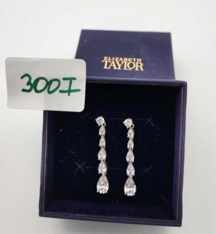 Elizabeth Taylor CZ Earrings In Original Box