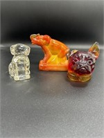 Depression Glass-Clear Puppy dog Candy container