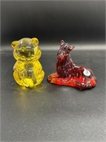 Fenton yellow bear,Fenton Ruby red foal (glows)