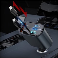 Multi Retractable Car Charger, 4 in 1 Car Fast
