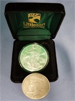 2004 Silver eagle in Littleton coin case, 1922 pea