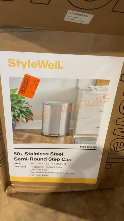 50L Stainless steel semi-round trashcan