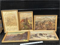 5 FRAMED C.M. RUSSELL PRINTS