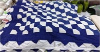 Blue & White Quilt, Approx 94" x 78"