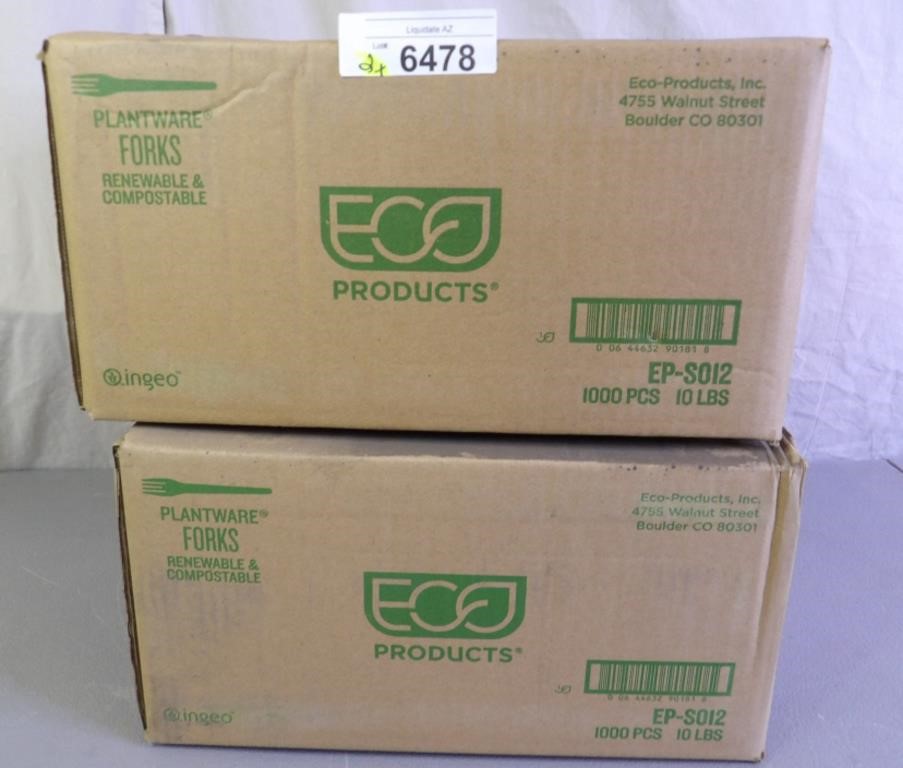 2 Cases Eco Plantware 1000 Forks Ep-s012