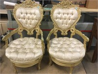 2 French provincial round swivel tufted cushion