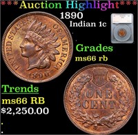 ***Auction Highlight*** 1890 Indian Cent 1c Graded