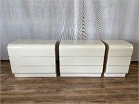 White Lacquer 3 Drawer Chests, Nightstand