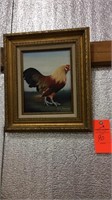 Framed painted rooster