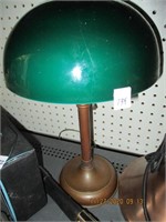 Vtg. Green Glass Shade &  Copper Base Desk Lamp