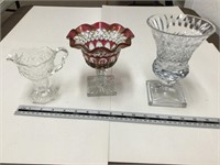 Glass cup and 2 bowls