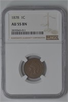 1878 Indian Head Cent AU55BN