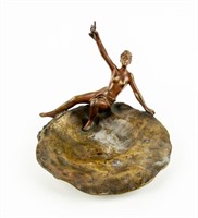 Bronze Lady Pocket Watch Holder with Tray