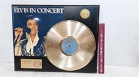 Elvis in Concert LP Record on Plaque 20" x 16"
