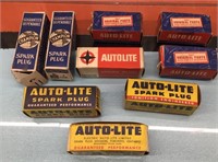 Vtg. Champion & Autolite spark plugs & packaging
