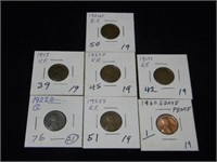 Seven older pennies - 1960S Proof cent