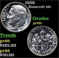 Proof 1959 Roosevelt Dime 10c Grades GEM++ Proof