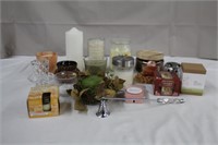 Candle lot including Party Lite candle holder,