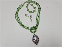 Vintage Green Necklace & Earring Set