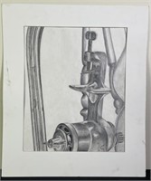Close Up ‘Clamp’ Pencil Drawing - Signed