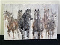 Galloping Horses Wall Art On Wood