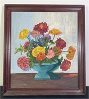 Dahlia Still Life Oil Painting - Unsigned