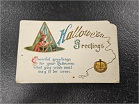 Antique Hallowe'en Greetings Postcard- Made In