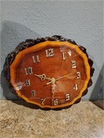 Handmade wood slab lacquered clock not tested