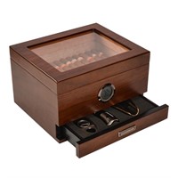Humidor Cigar Box, Handcrafted Spanish Cedar Glass