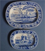 Two Spode blue & white toy (miniature) platters
