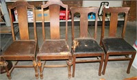 4 ANTIQUE PADDED CHAIRS