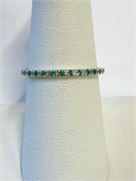 .925 Silver Stackable Emerald Ring Sz 7  L