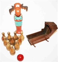 Wooden Miniature Doll Cradle, Wooden 10 Bowling