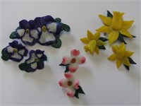 Pansy & Daffodil Pin & Earring Sets