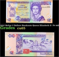 2017 Belize 2 Dollars Banknote Queen Elizabeth II