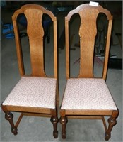 2 Oak Strait Back Chairs
